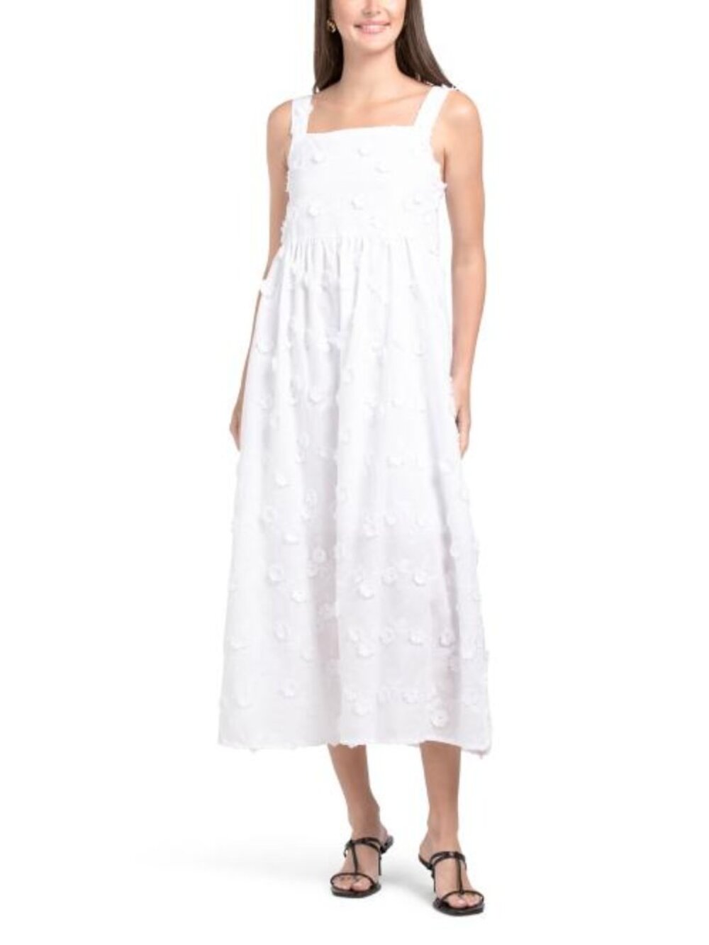 4 OUR DREAMERS Tiered Tank Dress With Floral Appliques